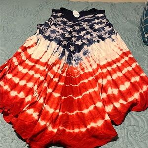 Sleeveless Tie-Dye Circle Dress - Red, White & Blue